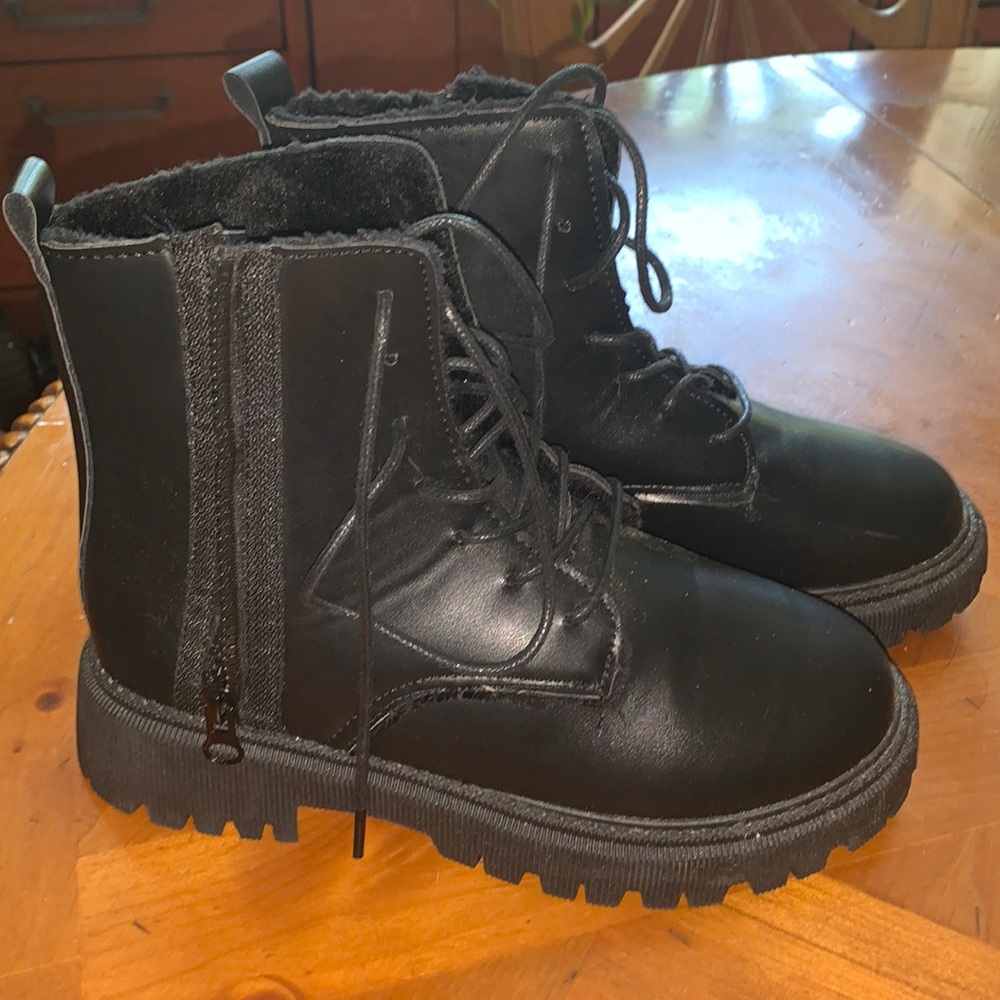 Black combat boots